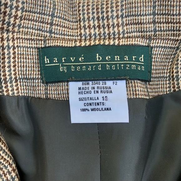 Vintage Harve Bernard Embroidered Fall Leaves Plaid Wool Blazer - Picture 4 of 6